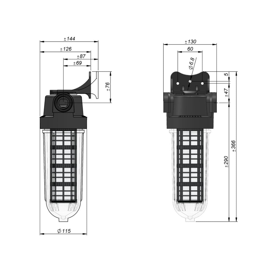 Cintropur SL240 sprängskiss och mått