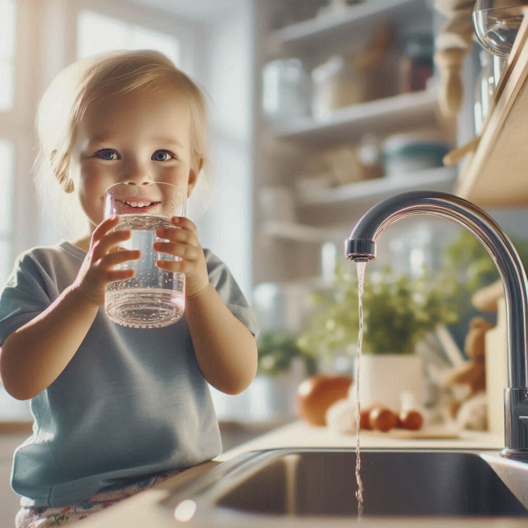 glad pojke dricker rent vatten hemma 2