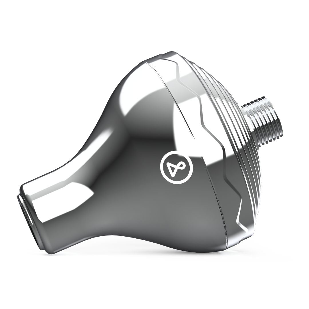 Shower pro tappwater duschfilter i krom med vit bakgrund