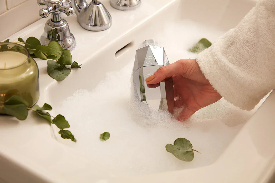 showerpro duschfilter tvättas av med tvål i handfatet