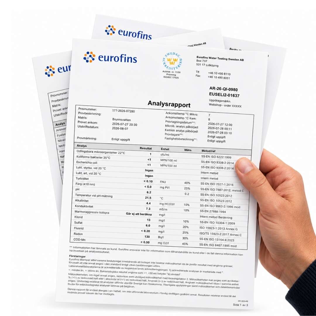 eurofins analysrapport för brunnsvatten